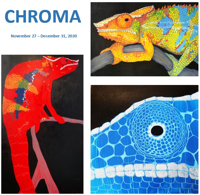 Images of artwork by artist Hailey Coogan's show Chroma at the Naess Gallery