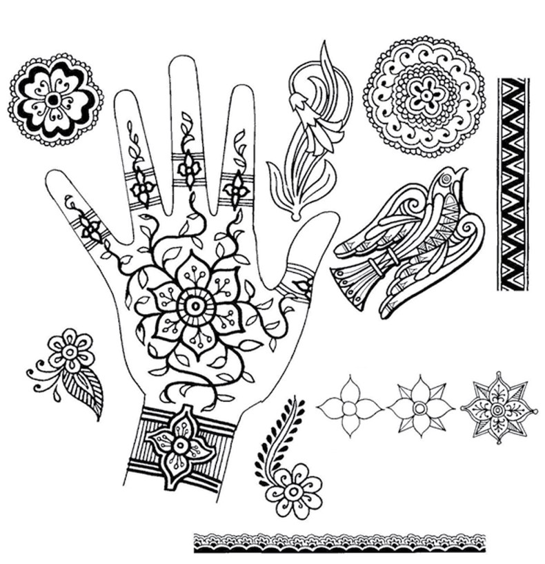 20 Reusable Temporary Tools India Henna Template Hand Body Art Tattoo  Stencils | eBay