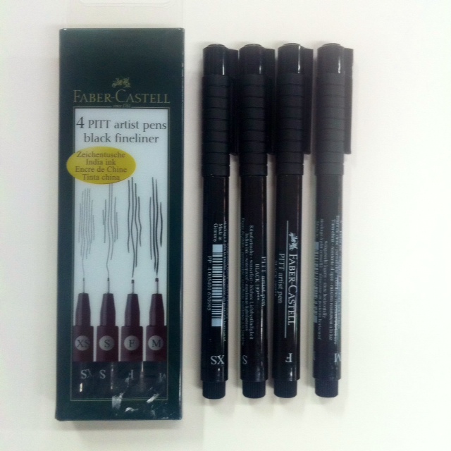 FaberCastell PITT Black Artist Pen 4 Smaller Width Set