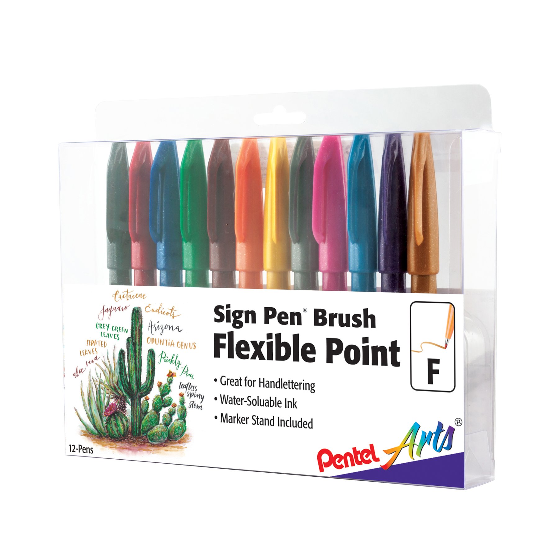 Pentel Sign Pen Brush – Flexible Point Marker – 12-Pack
