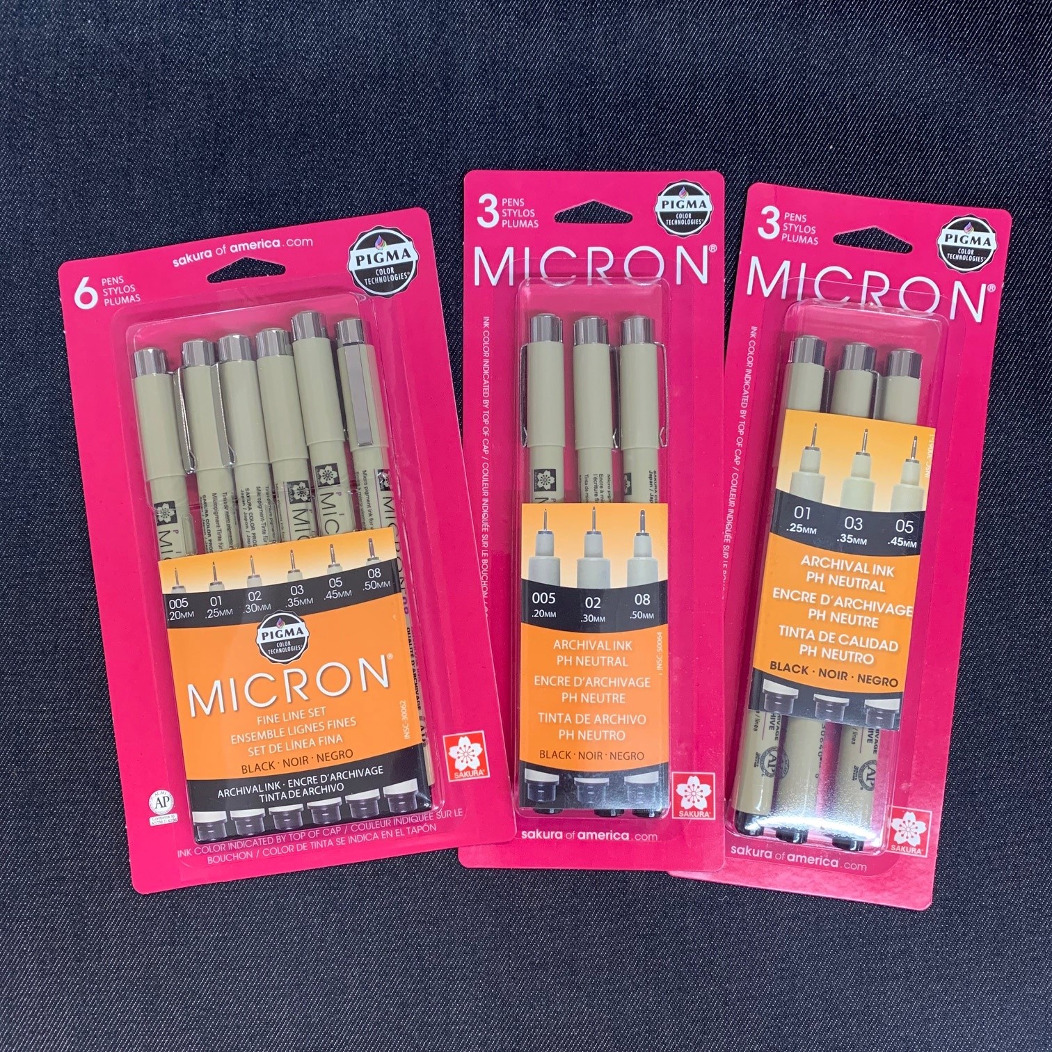 Sakura - Pigma Micron Pen - Set-Black Ink - 6-Pen Set