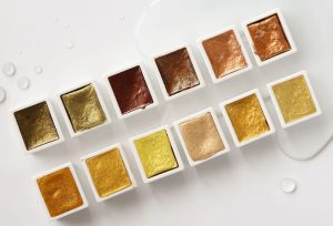 Etchr Pearlescent Watercolours - Golden 12 Half Pan Set