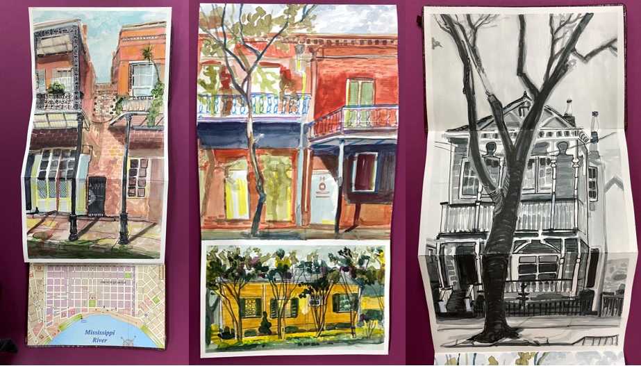accordion sketchbooks can resemble old-fashioned postcard booklets