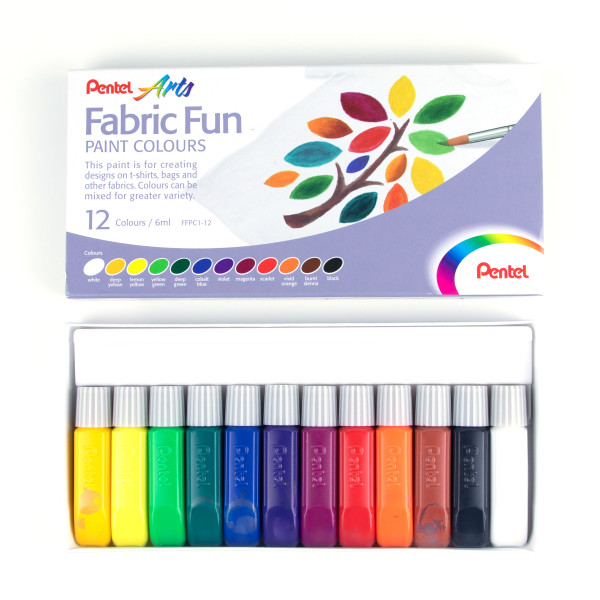 Pentel Fabric Fun Paint 12 Colour Tube Set