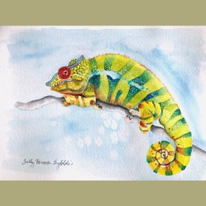 Sally Towers-Sybblis - Colourful Chameleon in Watercolour