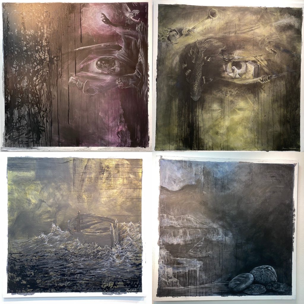 When placed in a certain order these paintings reveal the face of Christ