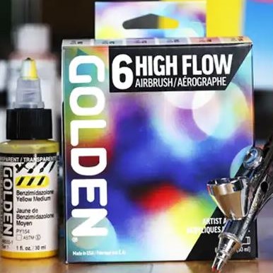 Golden High Flow Acrylics - Airbrush Set of 6, 30 ml Bottles