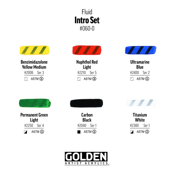 Golden Fluid Acrylics - Mixing Colors, Set of 10, 30 ml 