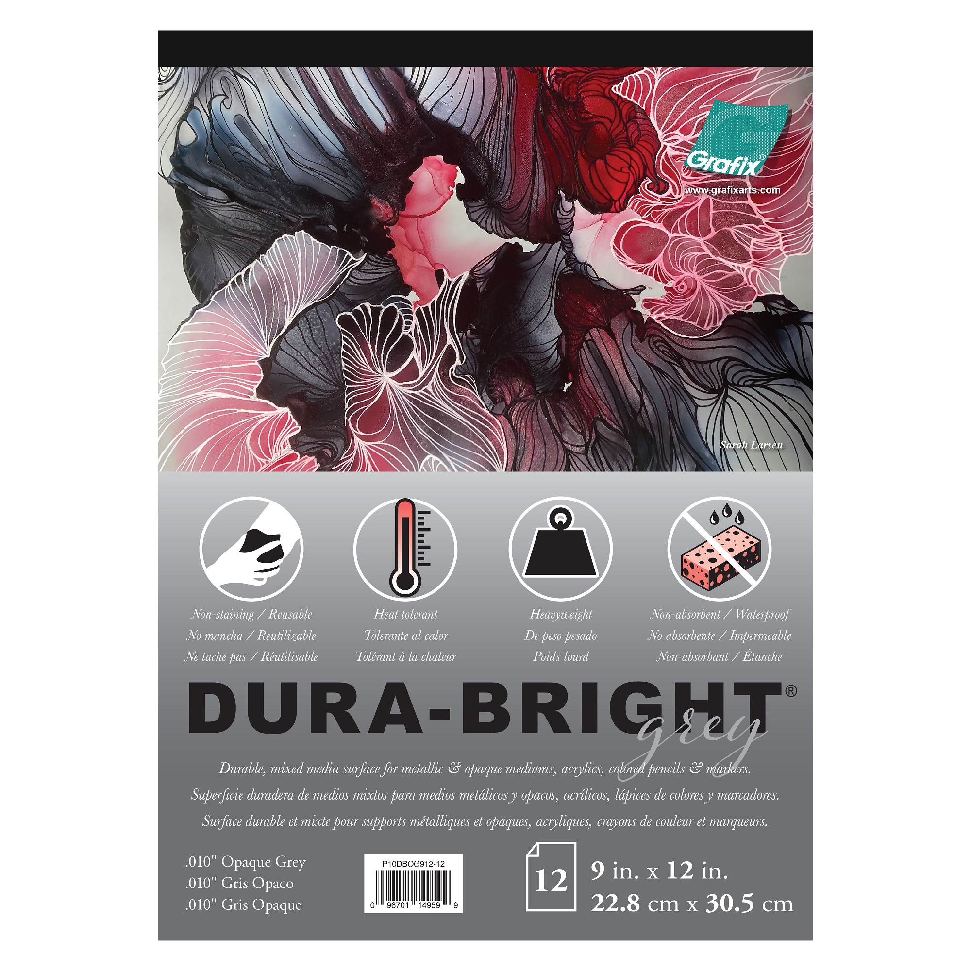 Grafix Dura-Bright Grey Film Pad 9×12″