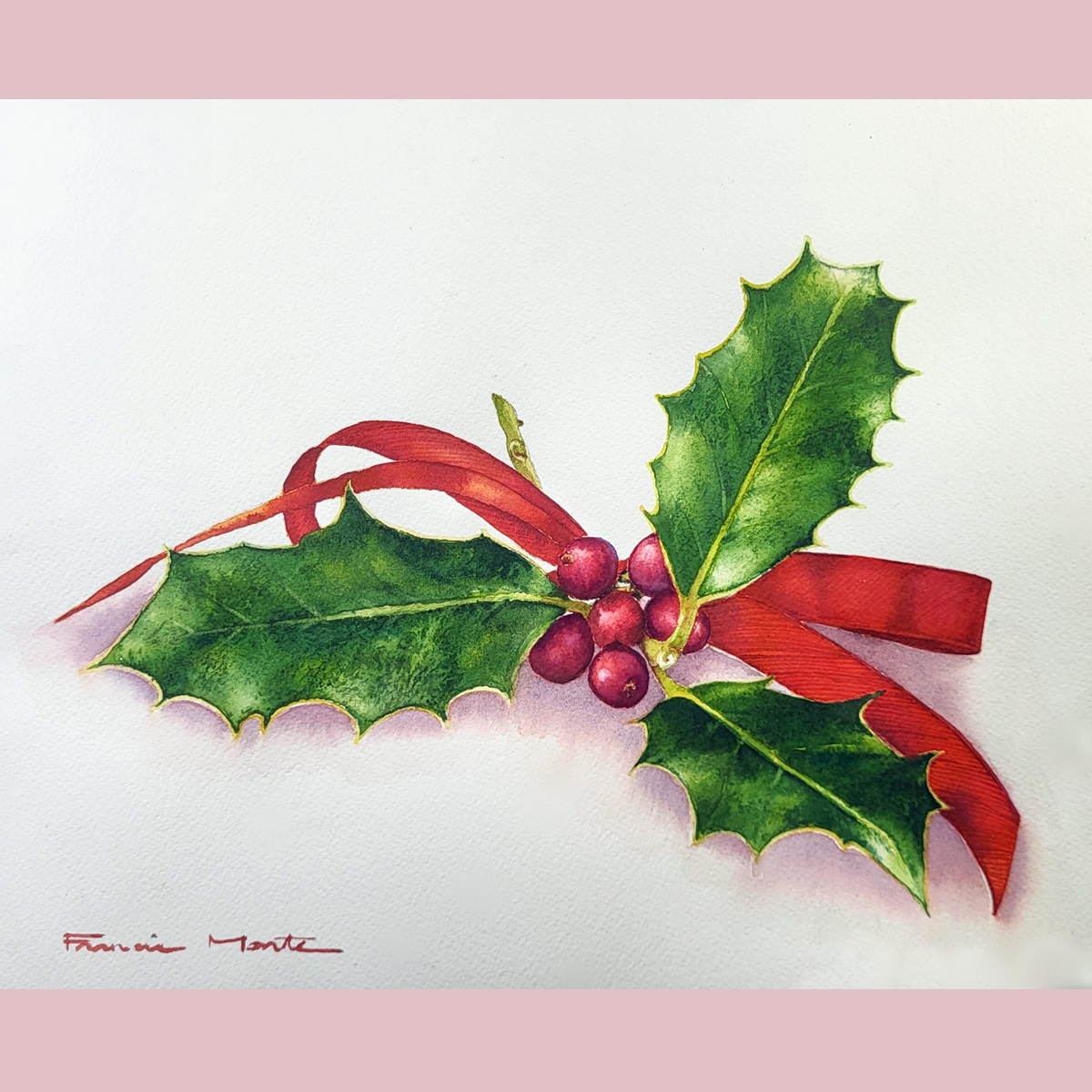 Holly and Berries in Watercolour