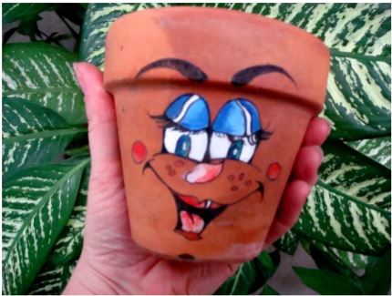 acrylic painting on clay pots