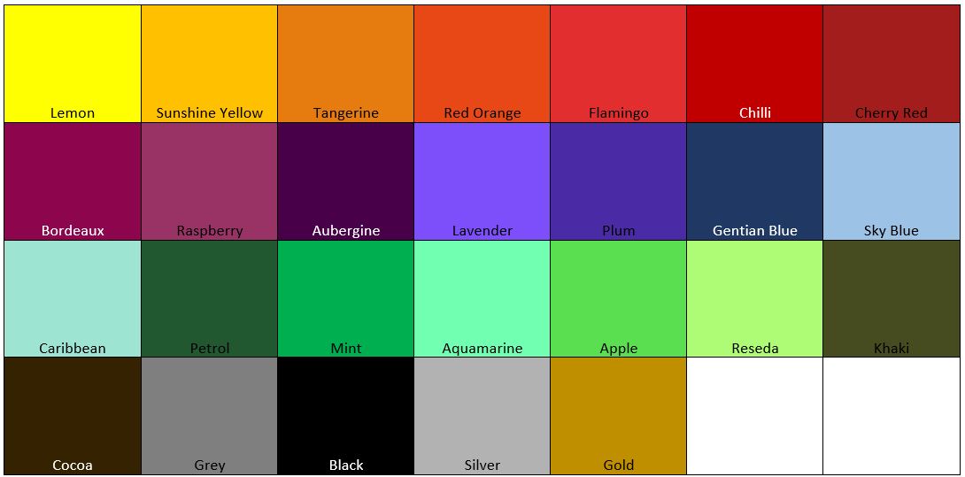 Marabu Art Spray Colour Chart