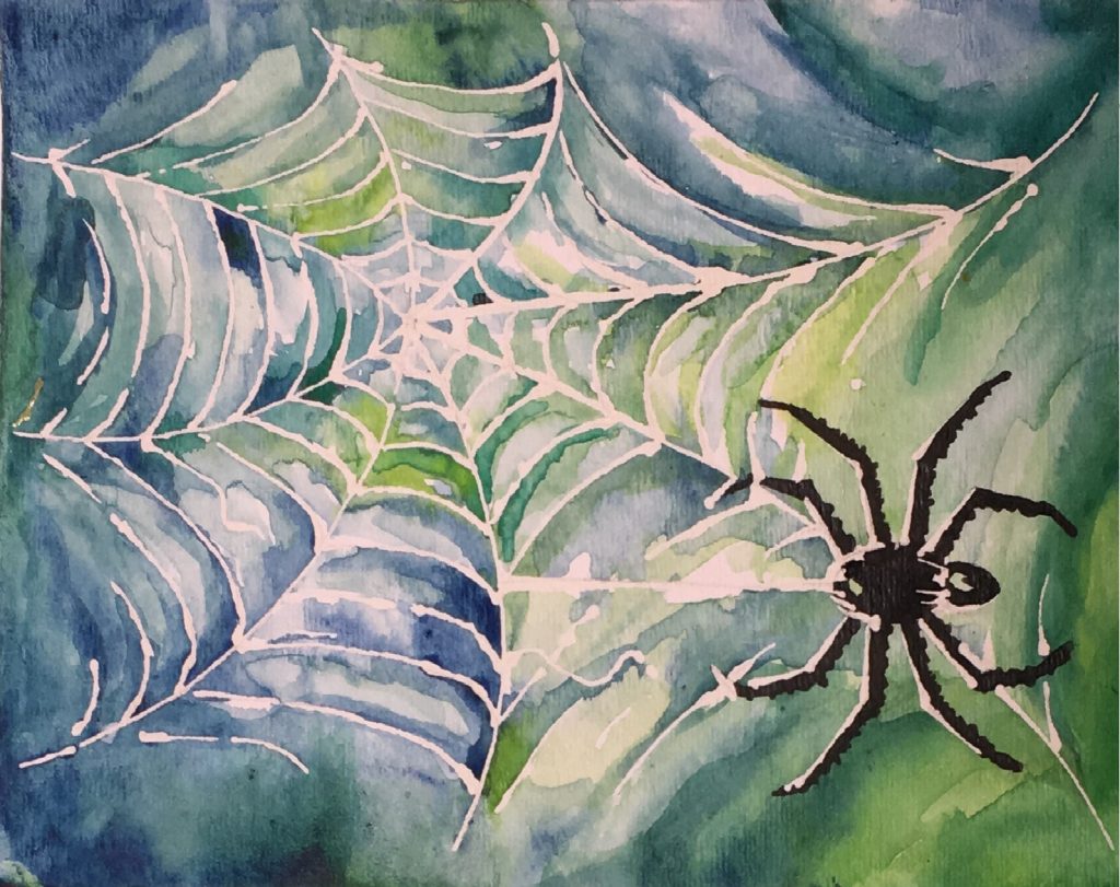 Spider web project, masking fluid