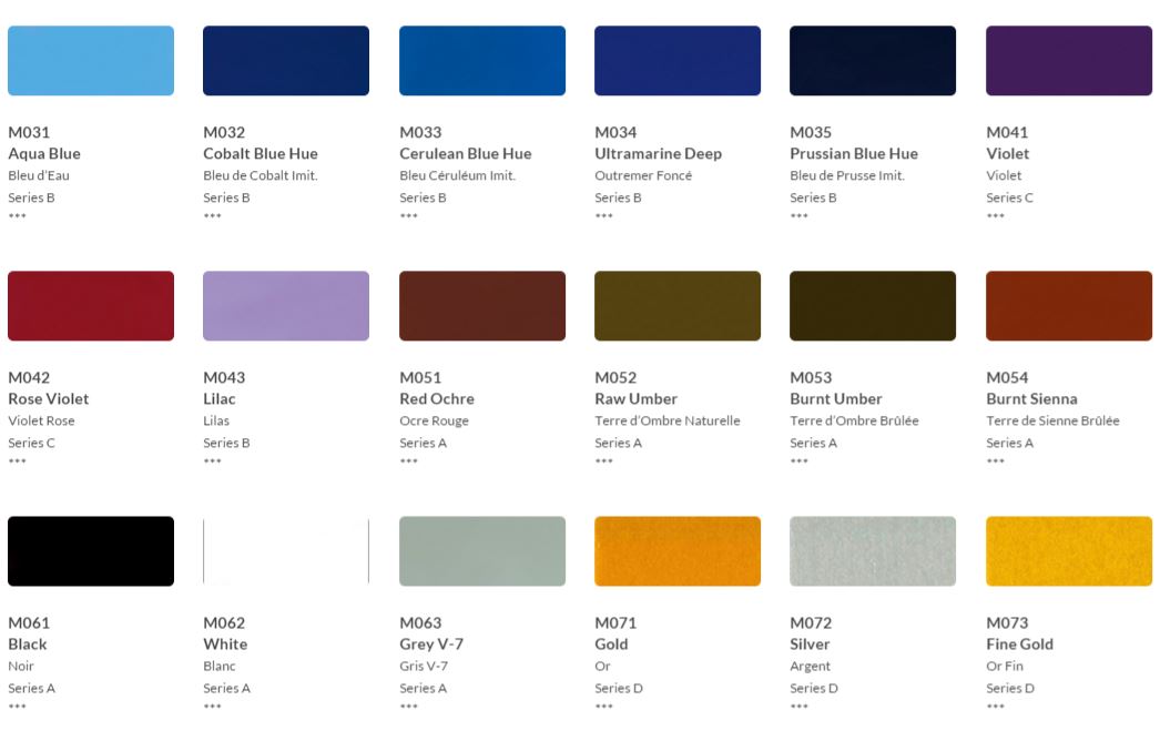 Mat Acrylics Colour Chart2