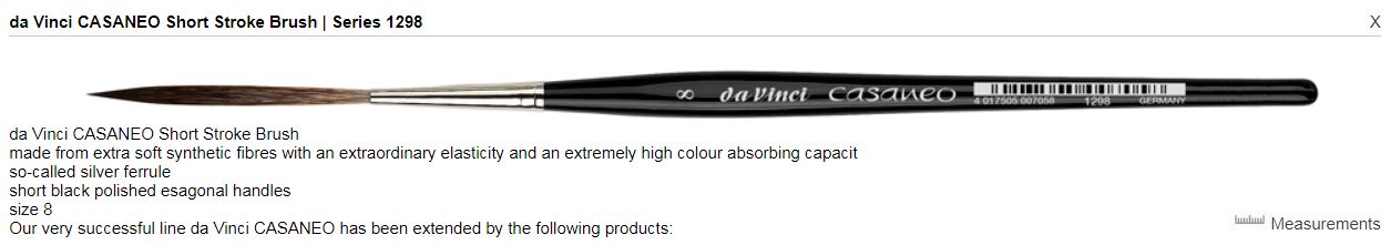 da Vinci Casaneo 1298 Rigger Size 8 Watercolour Brush